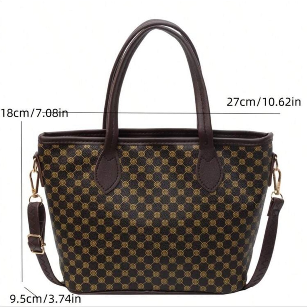⚠️Clearance Coffee Brown Print Shoulder Tote Bag - Picture 8 of 8